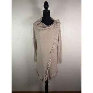 Claudia Nichole M Silk Cashmere Ruffle Wrap Cowl Neck Sweater Tunic thumbnail 3