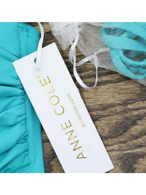 NWT Anne Cole Standard Twist Front Shirred One Piece Swimsuit Teal Blue Green 8 thumbnail 8