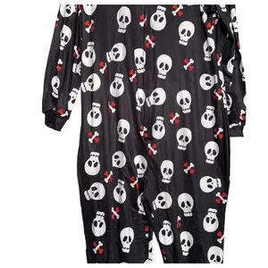 NEW Womens bodysuit Sz S Black Skeleton Holiday Stretch Zipper Christmas Pajamas thumbnail 3
