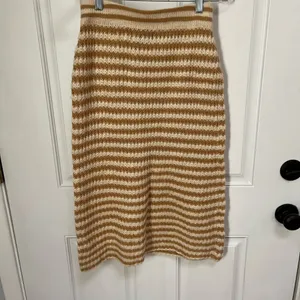 POL knit striped sweater style midi skirt‎ size small tan cream thumbnail 6