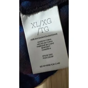 Cabi Womens XL Peplum Plaid Shirt Navy Blue Black Rayon‎ Button Up Top thumbnail 3