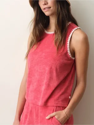 Marine Layer Towel Terry Shell Tank Red Large NWT STITCH FIX thumbnail 2