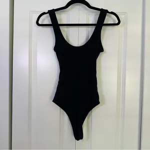 Abercrombie & Fitch Black Knotted Shoulders Wrap Bodysuit Small thumbnail 2