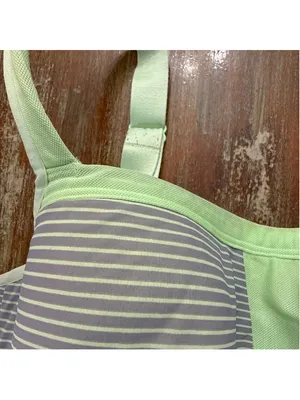 Le Mystere Hi Impact Underwire Convertible Sports Bra Grey Mint Stripe 36DD/E thumbnail 3