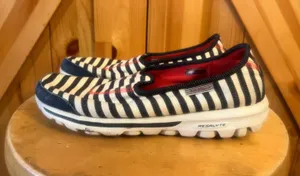 Skechers Go Walk Resalyte Striped Blue/white Women's Shoes Size 7.5 13796 thumbnail 1