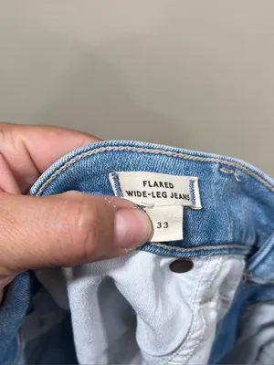 Madewell Flared Wide-Leg Jeans blue denim raw hem plus size 33 EUC thumbnail 11