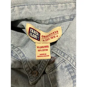 Faded Glory Vintage Denim Shirt Women XL Light Wash Button Up Workwear Chore Western Utility thumbnail 4