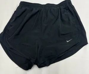 Nike Dri Fit Tempo Shorts Womens Small Black Gray Swoosh Brief Lined Running B thumbnail 1