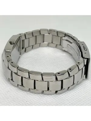 Vintage guess steel women watch silver tone 21mm quartz links 6.5” running thumbnail 4