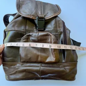 Vintage 90’s Genuine Leather Drawstring Backpack Brown thumbnail 8