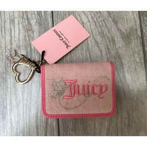 Juicy Couture Pink Velour Wallet with Rhinestone Logo & Butterfly Charm thumbnail 2