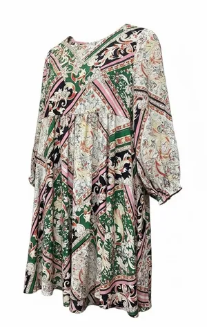 Umgee Empire waist boho tunic/dress Fall Mulit Color Size Small. thumbnail 1