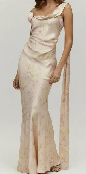 BHLDN Isla Scarf Printed Mermaid Maxi Dress, Pink Salt Vintage Rose, XXS thumbnail 1