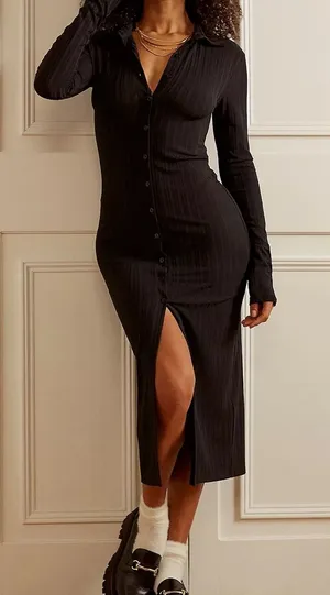Urban Outfitters UO Dark Green Button Down Cardigan‎ Ribbed MIDI Dress thumbnail 1