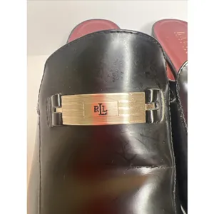 Vintage Lauren Ralph Lauren Black Leather Mule Loafers Heels 8.5B Brazil RLL thumbnail 10