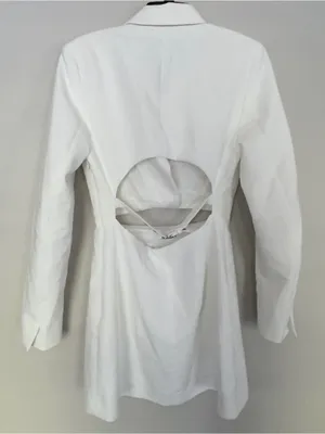 NWOT Zara Cut Out Mini Blazer Dress in Ecru White thumbnail 6