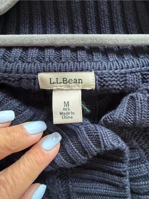 ⁠L.L. Bean 100% Cotton Cable Knit Long Button Front Cardigan Sweater Navy M REG⁠ thumbnail 7