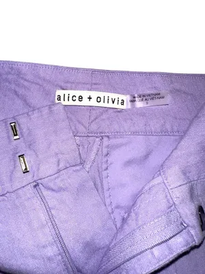 Alice + Olivia Dylan Linen Blend High Waist Wide Leg Purple Pants 0 in Solstice thumbnail 7