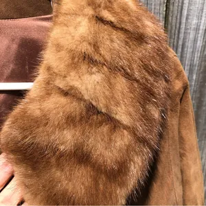 Vintage Suede Double Breasted Coat with Fur Collar M/L thumbnail 3