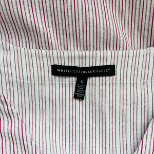 White House | Black Market White & Pink Striped Bell Sleeve V-neck Popover Top thumbnail 9