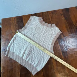Sincerely Jules Tan Herringbone V-Neck Sweater Vest ST20130 Small thumbnail 5
