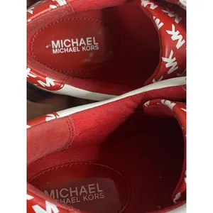 Michael Kors Womens Poppy Graphics Logo Sneaker Shoes Red/White Size 6.5 Leather thumbnail 6