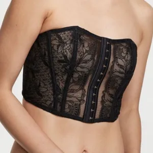 Victoria's Secret Black Lace Strapless Corset‎ large NWT thumbnail 1