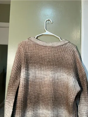 Sonoma Women's Size XL Cozy Yarn Button Front Cardigan Sweater Brown Beige White thumbnail 7