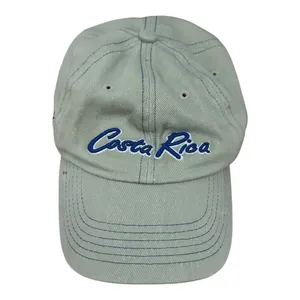 Vintage Costa Rica Pura Vida Embroidered Tan/Blue Hat thumbnail 1