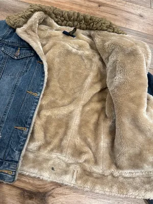 ABERCROMBIE Vintage 2000s Western Faux Fur Lined Cotton Denim Jacket | Sz Medium thumbnail 3