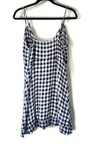 Rails Black & White Gingham Plaid Front Tie Cutout Sleeveless Mini Dress Small thumbnail 4