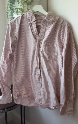 John Galt brandy melville white and pink striped button-up shirt thumbnail 1