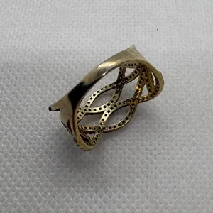 Vintage 925 Sterling Silver Gold Plated CZ Lattice Wave Statement Ring Size 9.25 thumbnail 8