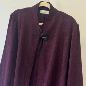 Willow Plum Burgundy Textured Single Button Open Front Jacket Lagenlook Boho XL thumbnail 4