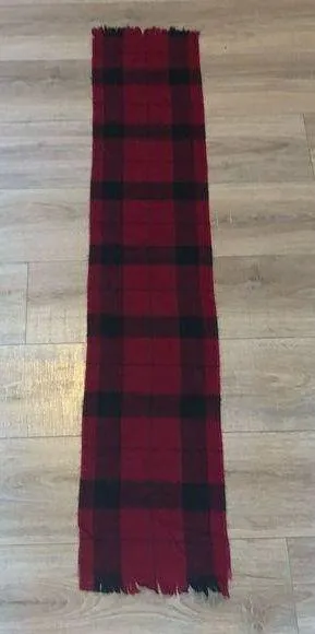 hot pink plaid fringe winter scarf thumbnail 1