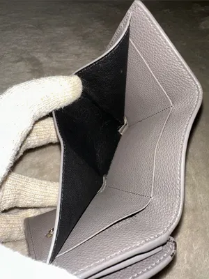 Saint Laurent Pebbled Leather Card Case in Taupe Gray thumbnail 13