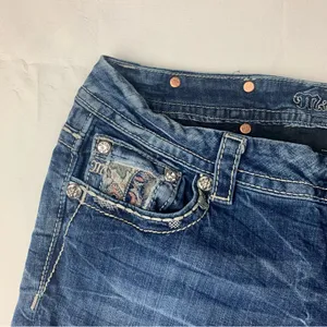 Miss Me size 31 mid rise easy boot jeans embroidered cowgirl western rodeo blue thumbnail 6