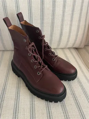 Madewell Rayna Leather Lace-Up Boots in Dark Cabernet Size US 6.5 thumbnail 4