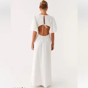 NEW PEPPERMAYO Judy Maxi Puff Sleeve Maxi Dress in White thumbnail 2