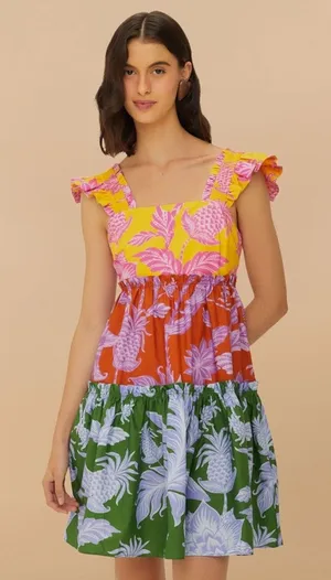 Farm Rio NEW Mixed Tropical Swing Mini Dress S thumbnail 1