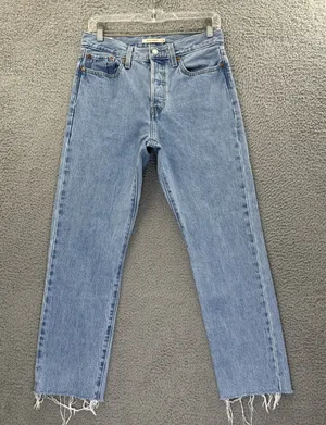 Levi's Wedgie Straight Ankle Jeans Distressed 100% Cotton Boho Women's 28 x 27.5 thumbnail 1