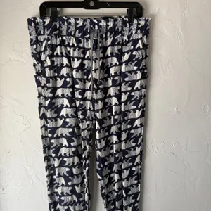 Aerie Lounge Pants White Polar Bear Print Elastic Waist Casual‎ Joggers Large thumbnail 2