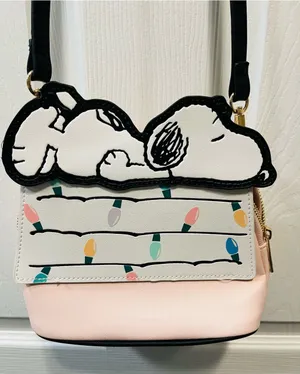 Bioworld Snoopy Pink Crossbody Bag with Holiday Lights PLUS 50 Free Stickers thumbnail 1
