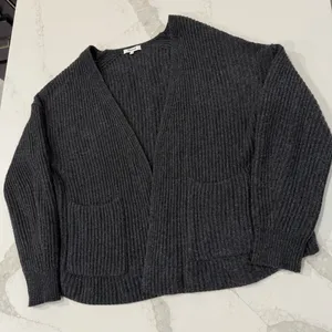 Madewell Redford Merino Wool Blend Chunky Cardigan Sweater Womens Large Charcoal thumbnail 4