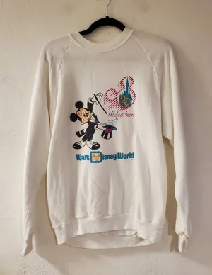 Disney World Anniversary Vintage Mickey Mouse Sweatshirt in White XL thumbnail 1
