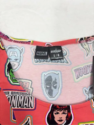 Marvel Avengers Coral Graphic Superhero Scoop Neck Dress Size L Comic Print thumbnail 5