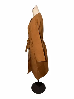 NWOT Ann Taylor LOFT Belted Pocket Wrap Long Coat Jacket Perfect Camel Size XS/S thumbnail 3