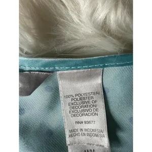 Adonna Light Turquoise Blue Polka Dot Satin Slip Dress with Lace Trim thumbnail 7