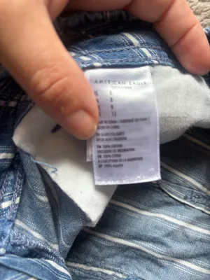 American Eagle Striped Paper Bag Shorts Blue White Tie Waist Size 8 thumbnail 5