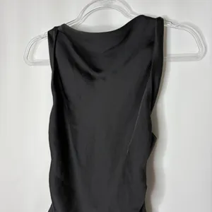 ZARA Black Satin Ruched High Neck Sleeveless Blouse 100% Polyester Womens Small thumbnail 2